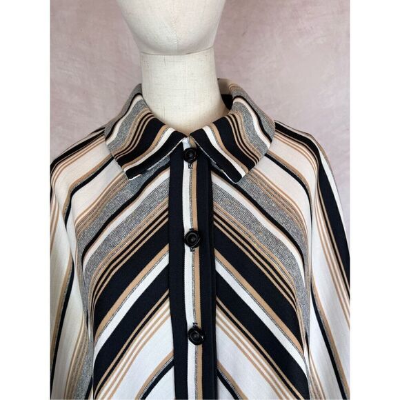 Vintage Striped Polyester Cape Poncho 1970s - Picture 2 of 7